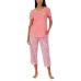  Ladies' 4-piece Pajama Set, Pink, 3X