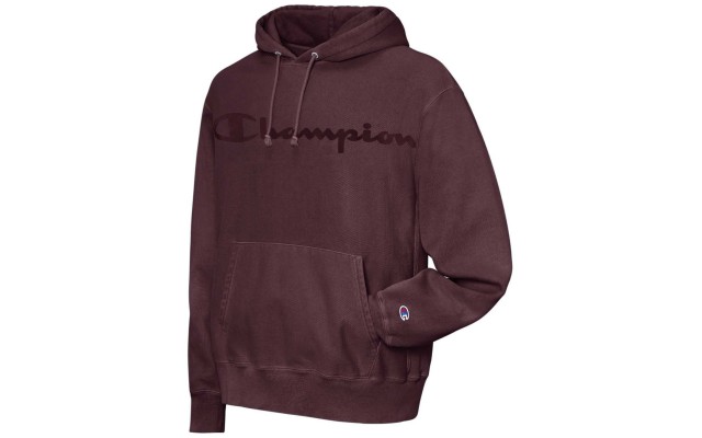  Men’s Garment-Dyed Logo Hoodie (Mulled Berry, L)