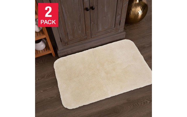  Bath Mat, Skid Resistant Backing 2-pack, White
