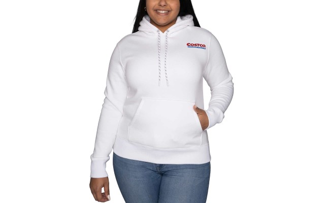 Costco Wholesale Unisex Logo Hoodie, White, Men's Large/Women's X-Large