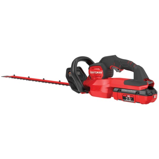  60V 24″ Hedge Trimmer & One 2.5AH 60V Batteries With Charger, Red