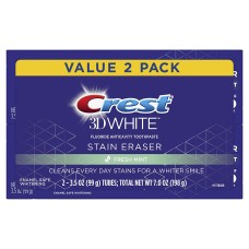 Crest 3D White Stain Eraser Teeth Whitening Toothpaste – Fresh Mint, 2 Count