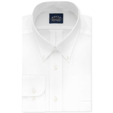 Eagle Men’s Tall Size Non Iron Stretch Collar Solid Buttondown Collar Dress Shirt (White, 18.5″ 35″-36″)