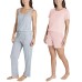  Ladies 4-Piece Pajama Set, Gray, Large