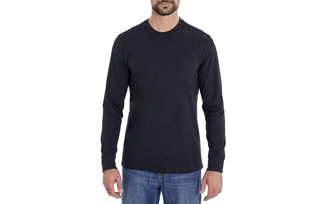  Men's Long Sleeve, Crew Tee, Black, M
