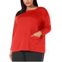 Eileen Fisher Plus Size Women’s Tencel Stretch Jersey Pocket Tunic (Red, 1X)