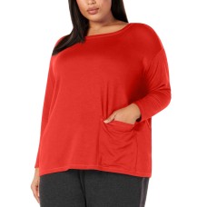 Eileen Fisher Plus Size Women’s Tencel Stretch Jersey Pocket Tunic (Red, 1X)
