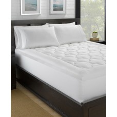 Ella Jayne Home Exquisite Hotel Collection Fluffy Lofty 100% Cotton Plush Gel Fiber Filled Mattress Pad, King White