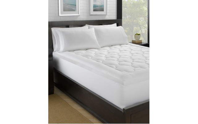  Home Exquisite Hotel Collection Fluffy Lofty 100% Cotton Plush Gel Fiber Filled Mattress Pad, King White