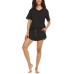  Ladies' French Terry 3-piece Lounge Set, Black, Small