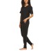  Ladies' French Terry 3-piece Lounge Set, Black, 2X