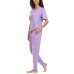  Ladies' French Terry 3-piece Lounge Set, Purple, Large