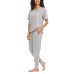  Ladies' French Terry 3-piece Lounge Set, Gray, Large