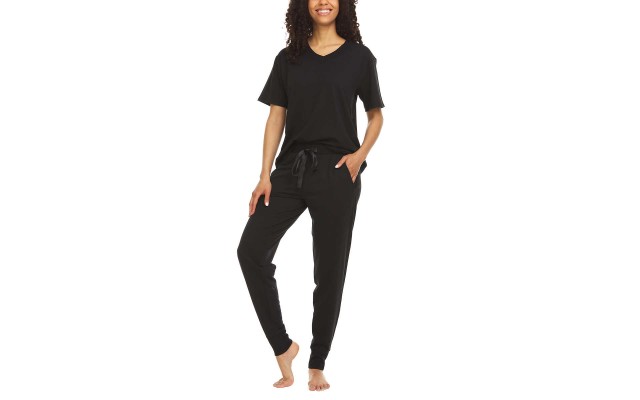  Ladies' French Terry 3-piece Lounge Set, Black, 2X