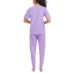  Ladies' French Terry 3-piece Lounge Set, Purple, Large