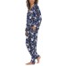  Ladies' Notch Collar 2-piece Pajama Set, Blue, 2X