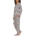  Ladies' Notch Collar 2-piece Pajama Set, Multi, X-Small
