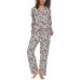  Ladies' Notch Collar 2-piece Pajama Set, Multi, X-Small