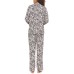  Ladies' Notch Collar 2-piece Pajama Set, Multi, X-Small