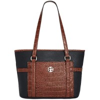 Giani Bernini Croc-Embossed Saffiano Small T BlackBrown- (New)