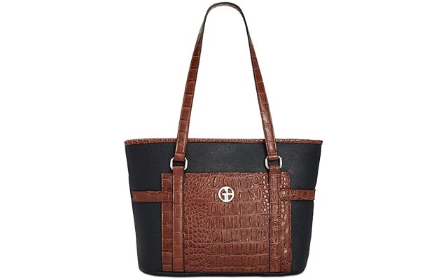 Giani Bernini Croc-Embossed Saffiano Small T BlackBrown- (New)