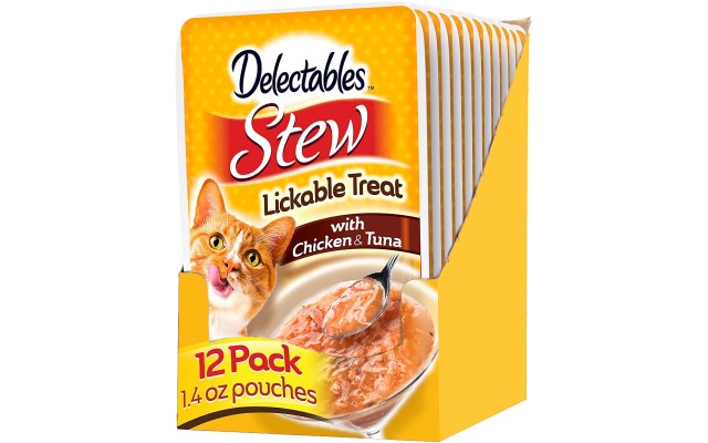 Hartz Delectables Stew Lickable Wet Cat Treats for Adult & Senior Cats (Chicken & Tuna, 12 Pack)