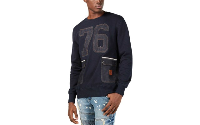  Mens Denim Graphic Sweatshirt (Blue, XL)