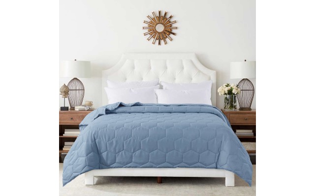 Honeycomb Microfiber Down Alternative Blanket, Blue, King