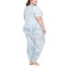  Ladies 3-piece Pajama Jogger Set, Blue, 2X