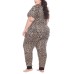  Ladies 3-piece Pajama Jogger Set, Brown, 2X