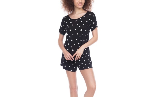 Ladies 3-piece Pajama Jogger Set, Black, 2X