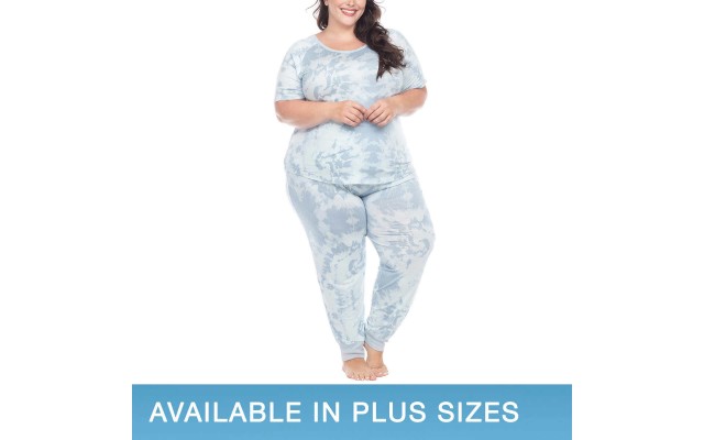  Ladies 3-piece Pajama Jogger Set, Blue, Large