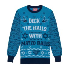 Hybrid Matzo Balls Men’s Holiday Sweater (Turquise, M)