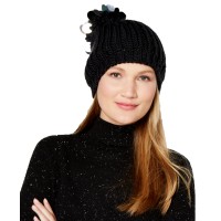 INC International Concepts Paillette Pom-Pom Beanie Hat, Black