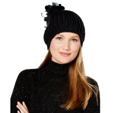 INC International Concepts Paillette Pom-Pom Beanie Hat, Black