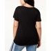  Plus Size Embellished Star T-Shirt (Black, 2X)