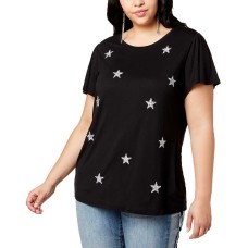 INC International Concepts Plus Size Embellished Star T-Shirt (Black, 2X)