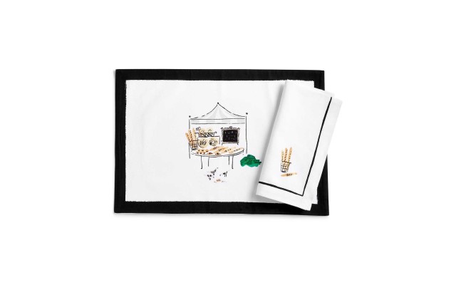  To Market Placemat Bread Stand (Gray, 13X19)