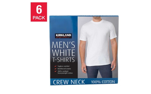  Men’s Crew Neck Tee, 6-pack, White, 3X-Large