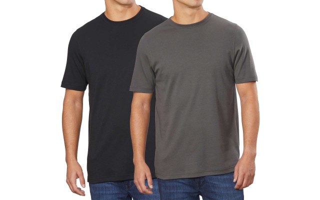  Men’s Peruvian Pima Cotton Tee, 2-Pack, Black, Large
