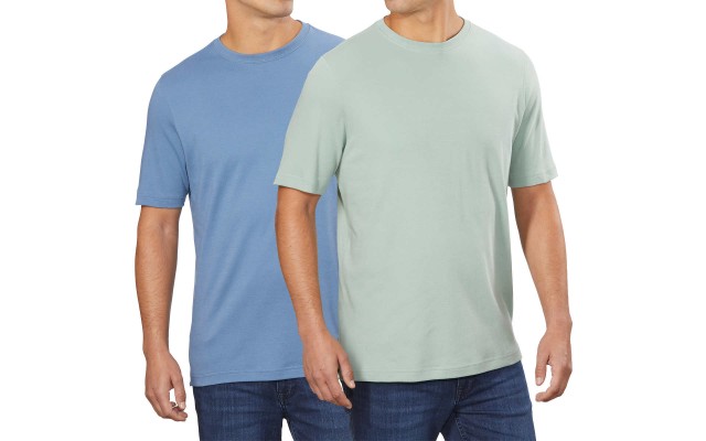  Men’s Peruvian Pima Cotton Tee, 2-Pack, Blue, Large