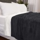  Plush Blanket, Dark Gray, Queen