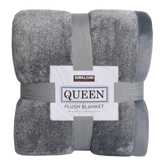  Plush Blanket, Gray, King