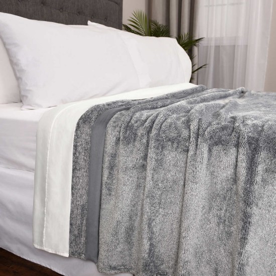  Plush Blanket, Gray, King