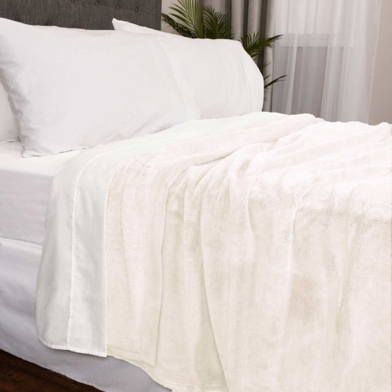  Plush Blanket, White, King