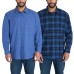  Men's Flannel Shirt, 2-pack, Blue, Medium