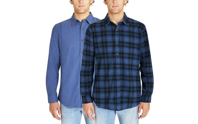  Men's Flannel Shirt, 2-pack, Blue, Large Tall