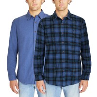 Lee Men's Flannel Shirt, 2-pack, Blue, Medium