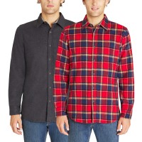 Lee Men's Flannel Shirt, 2-pack, Gray, X-Large Tall