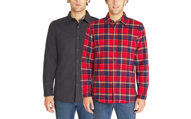  Men's Flannel Shirt, 2-pack, Gray, X-Large Tall